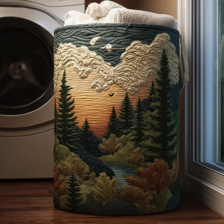 Pines at Sunset II quilted laundry basket