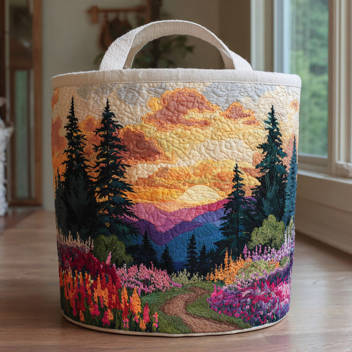 Pines at Sunset quilted laundry basket