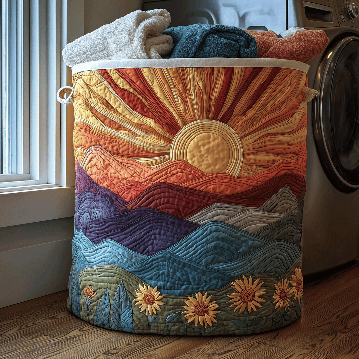 Prairie at Dawn quilted laundry basket