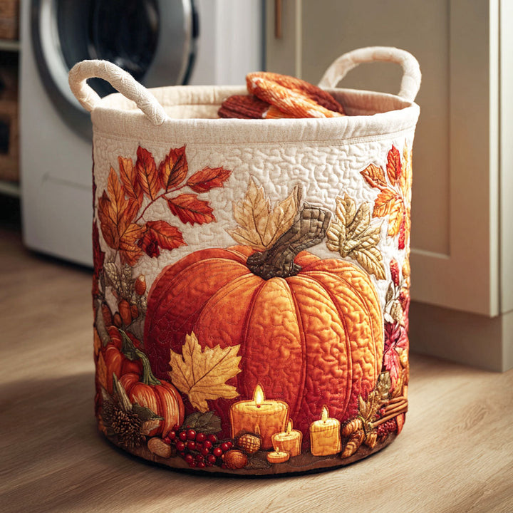 Pumpkin quilted laundry basket