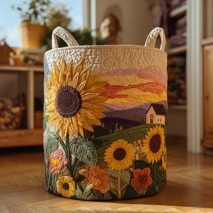 Radiant Sun quilted laundry basket