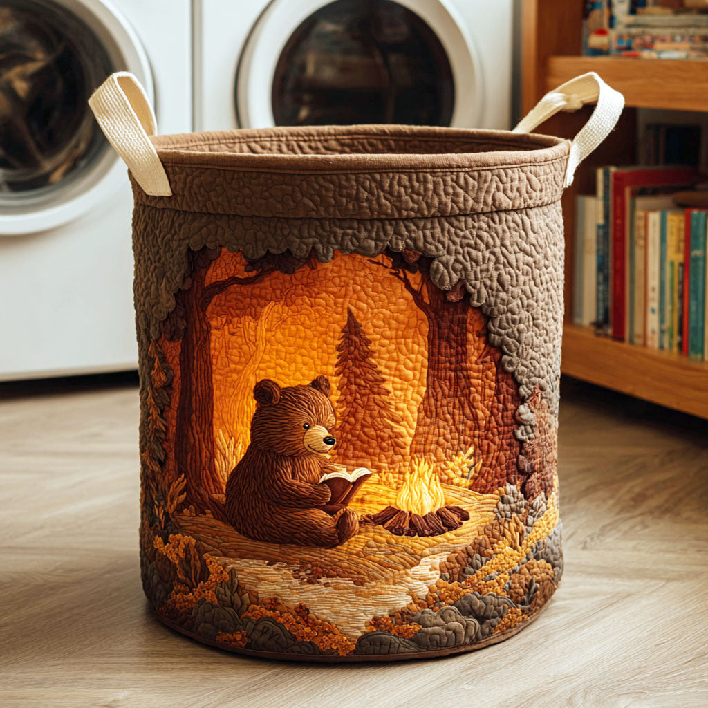 Reading Bear quilted laundry basket