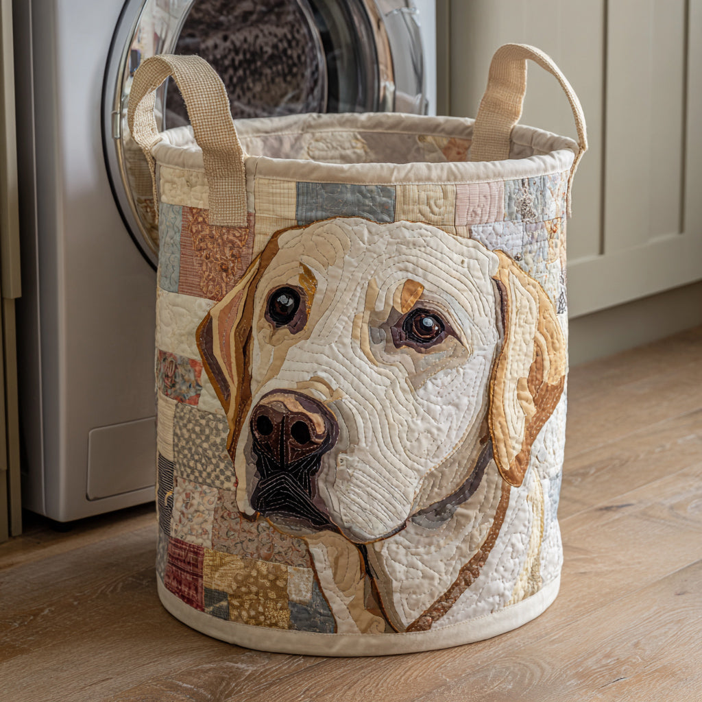 Rustic Labrador quilted laundry basket