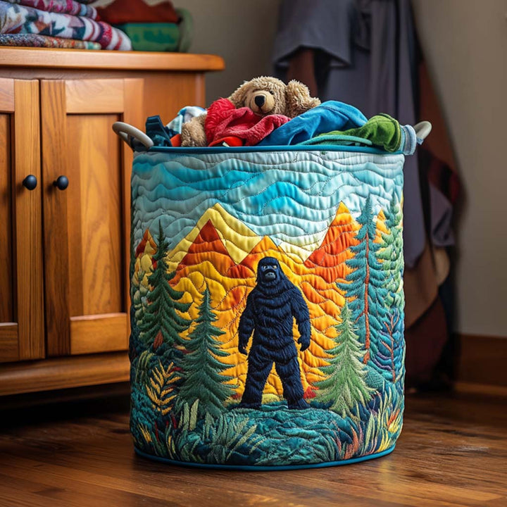 Sasquatch from the Mountains quilted laundry basket