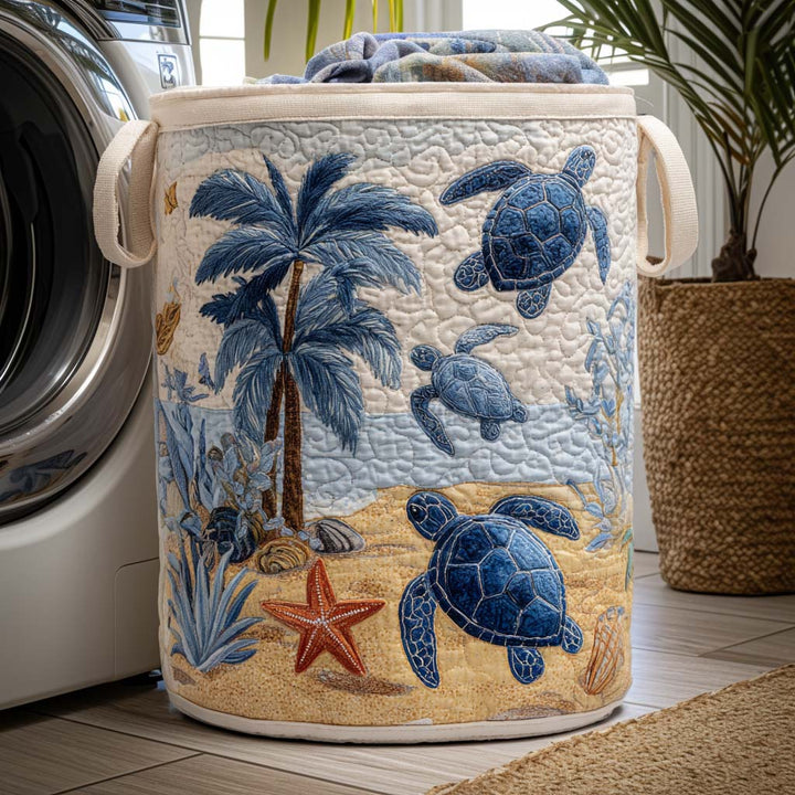 Sea Turtle quilted laundry basket