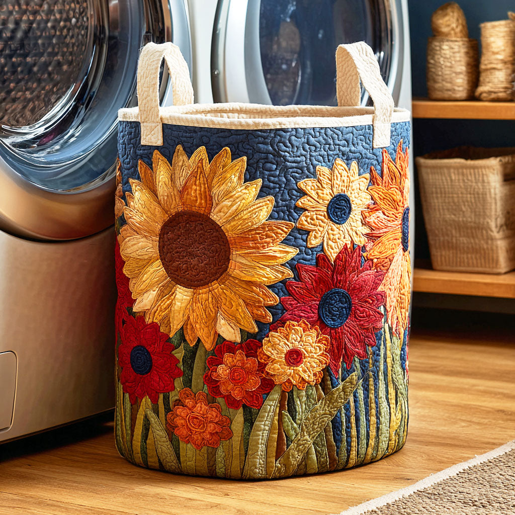 Sunflower II quilted laundry basket