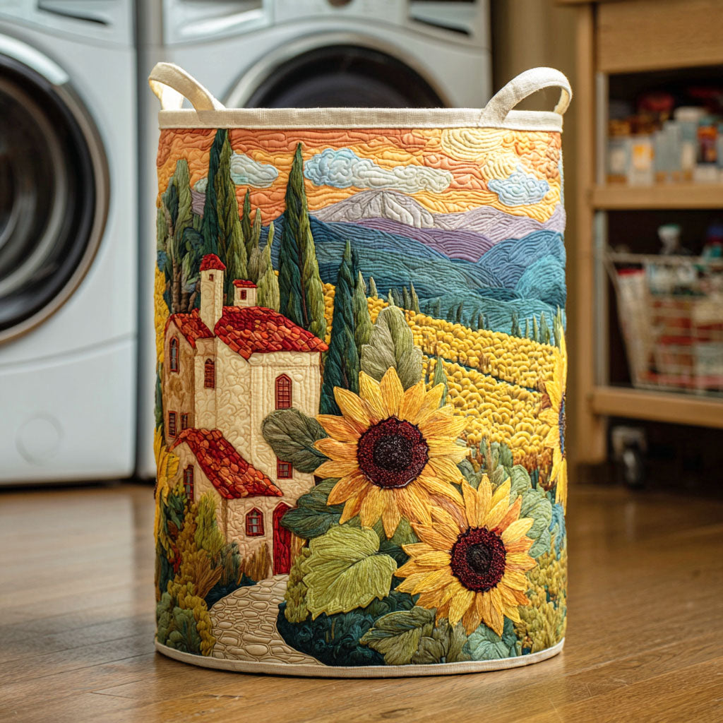 Sunflower II quilted laundry basket