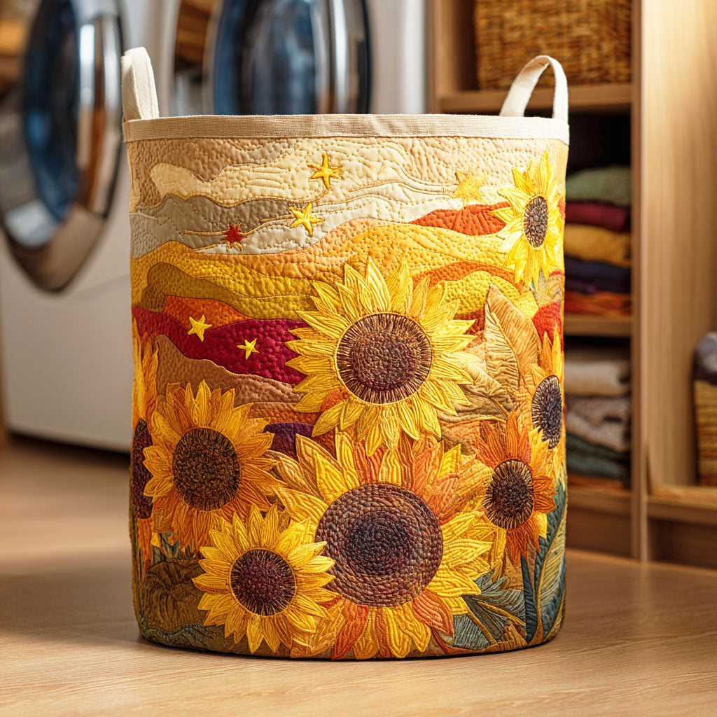 Sunflower II quilted laundry basket