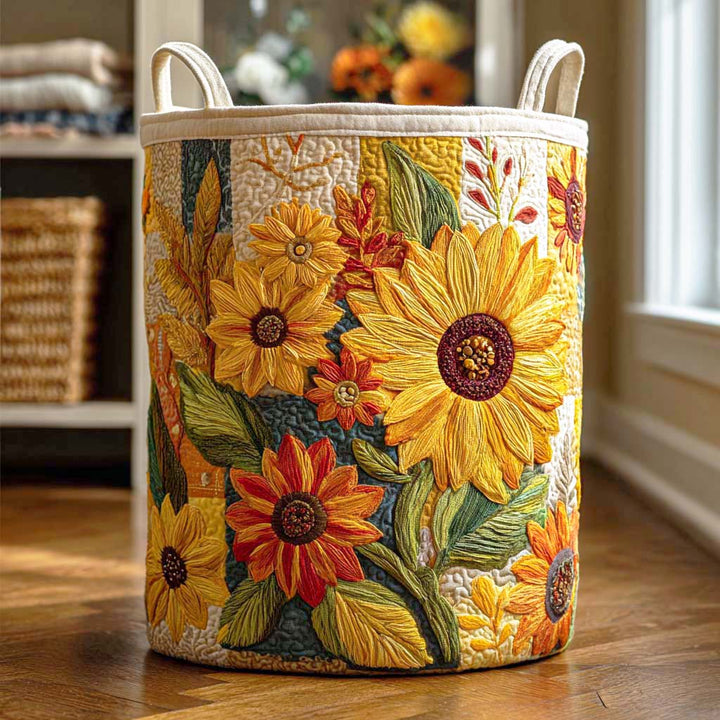 Sunflower II quilted laundry basket