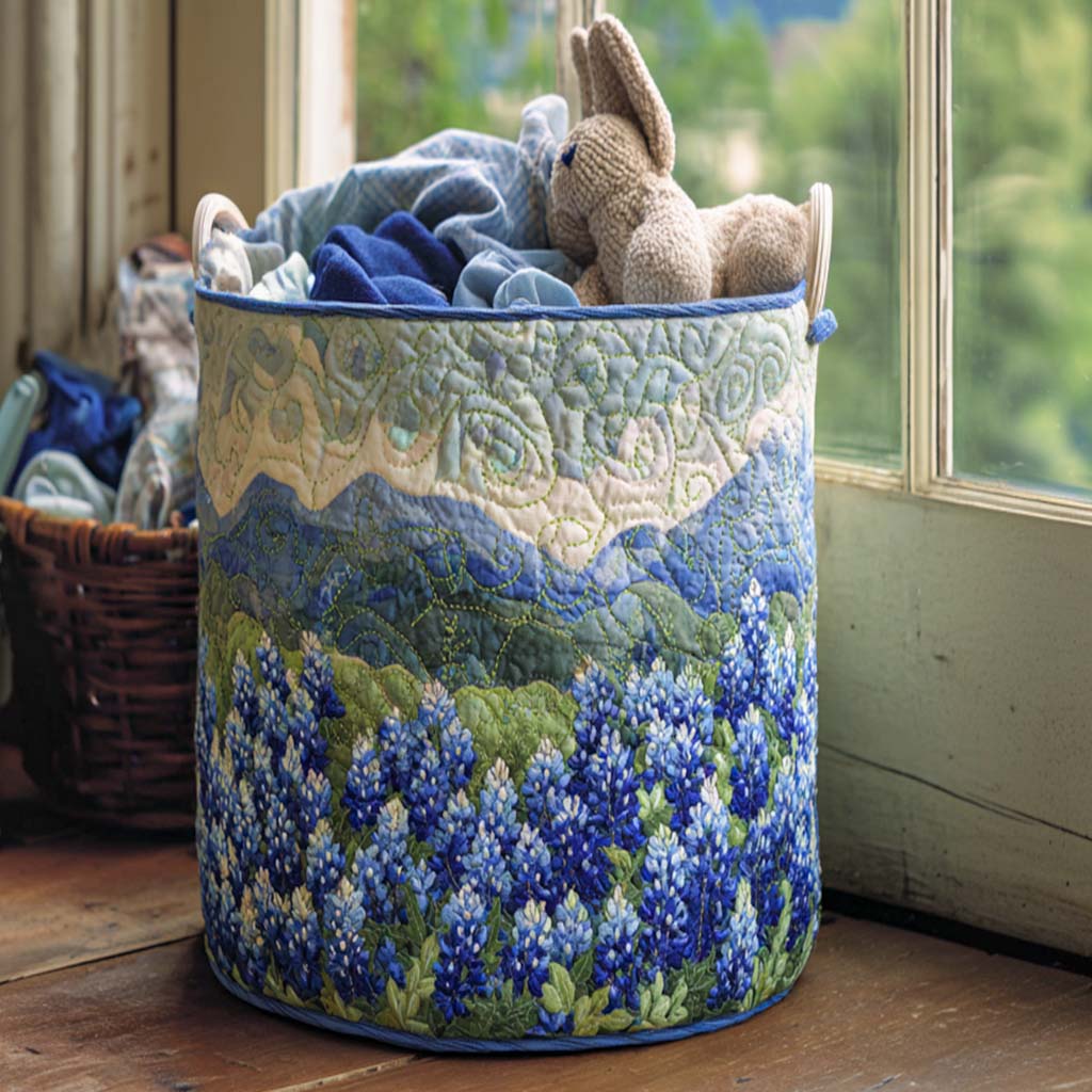 Texas Spring quilted laundry basket