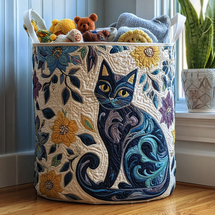 The League of Nine Lives quilted laundry basket