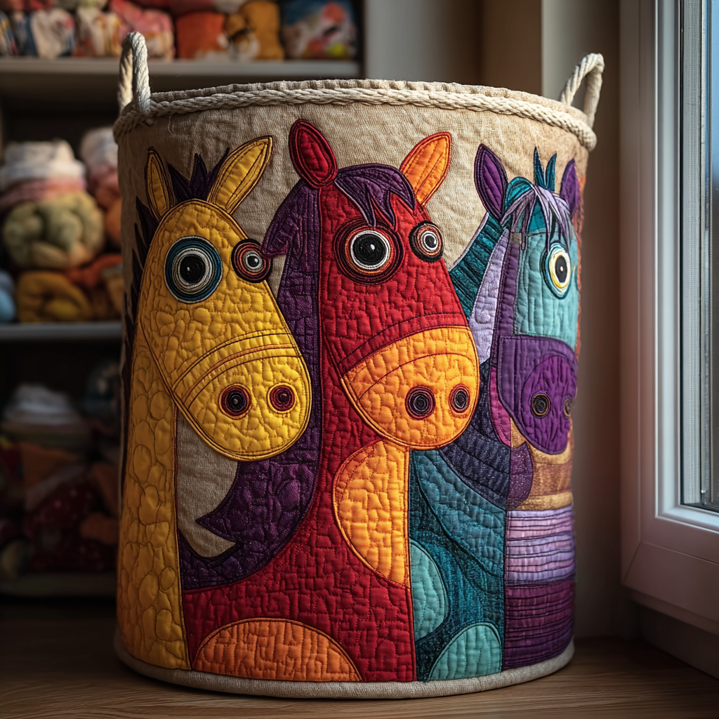 Timeless Horse quilted laundry basket