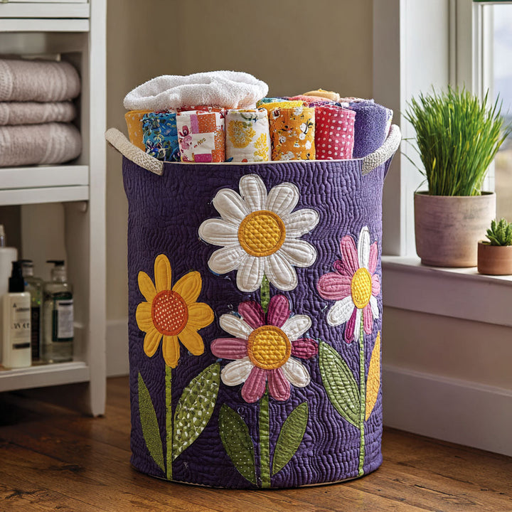 Timeless quilted laundry basket