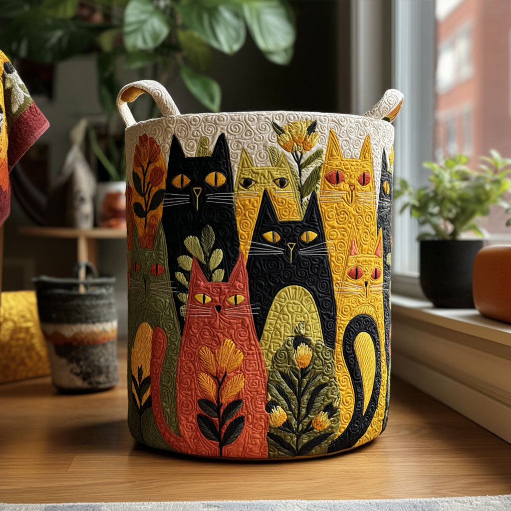 Whisker Corner quilted laundry basket
