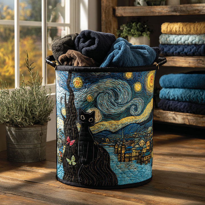 Whiskers in the Wind quilted laundry basket