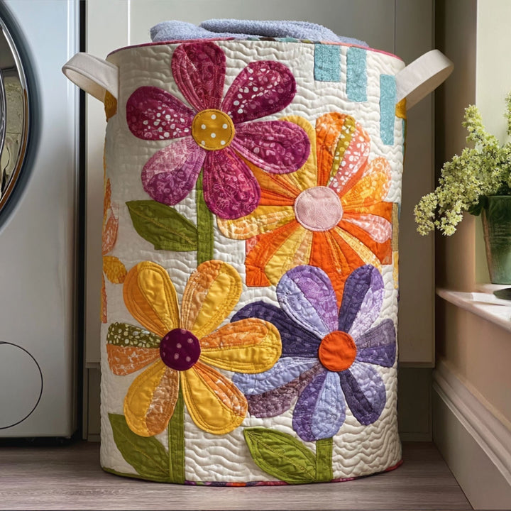 Wildflower Dance quilted laundry basket