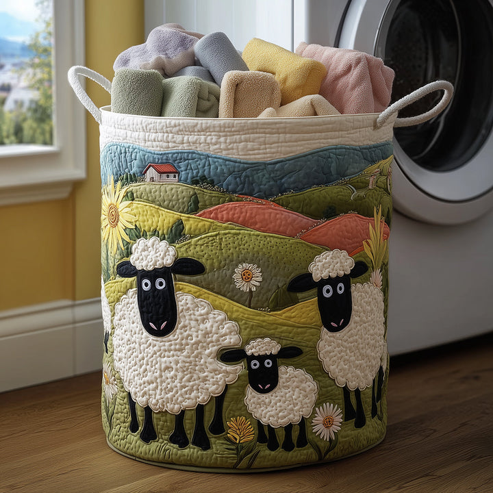 Wool Look quilted laundry basket