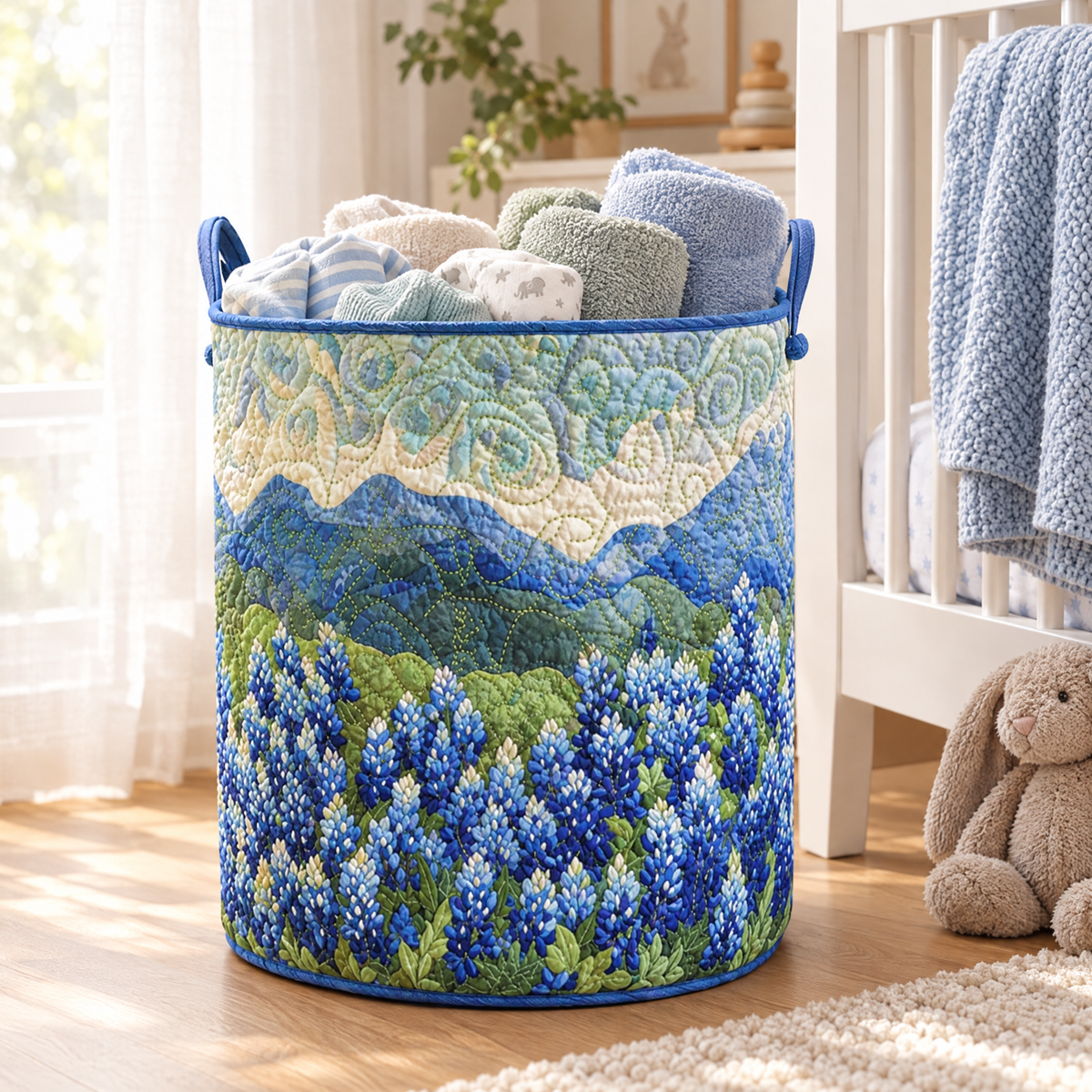 Texas Spring quilted laundry basket