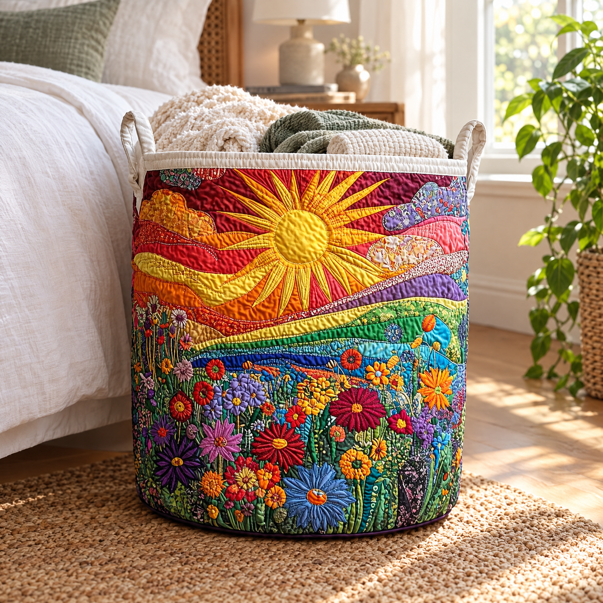 Sunny Indulgence quilted laundry basket