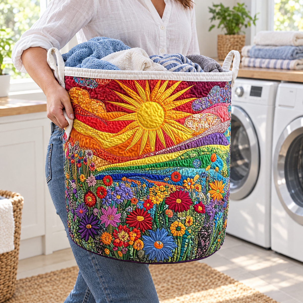 Sunny Indulgence quilted laundry basket
