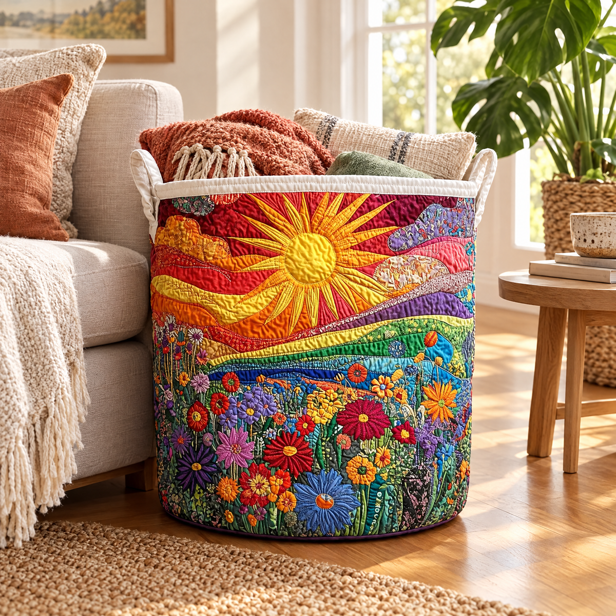 Sunny Indulgence quilted laundry basket