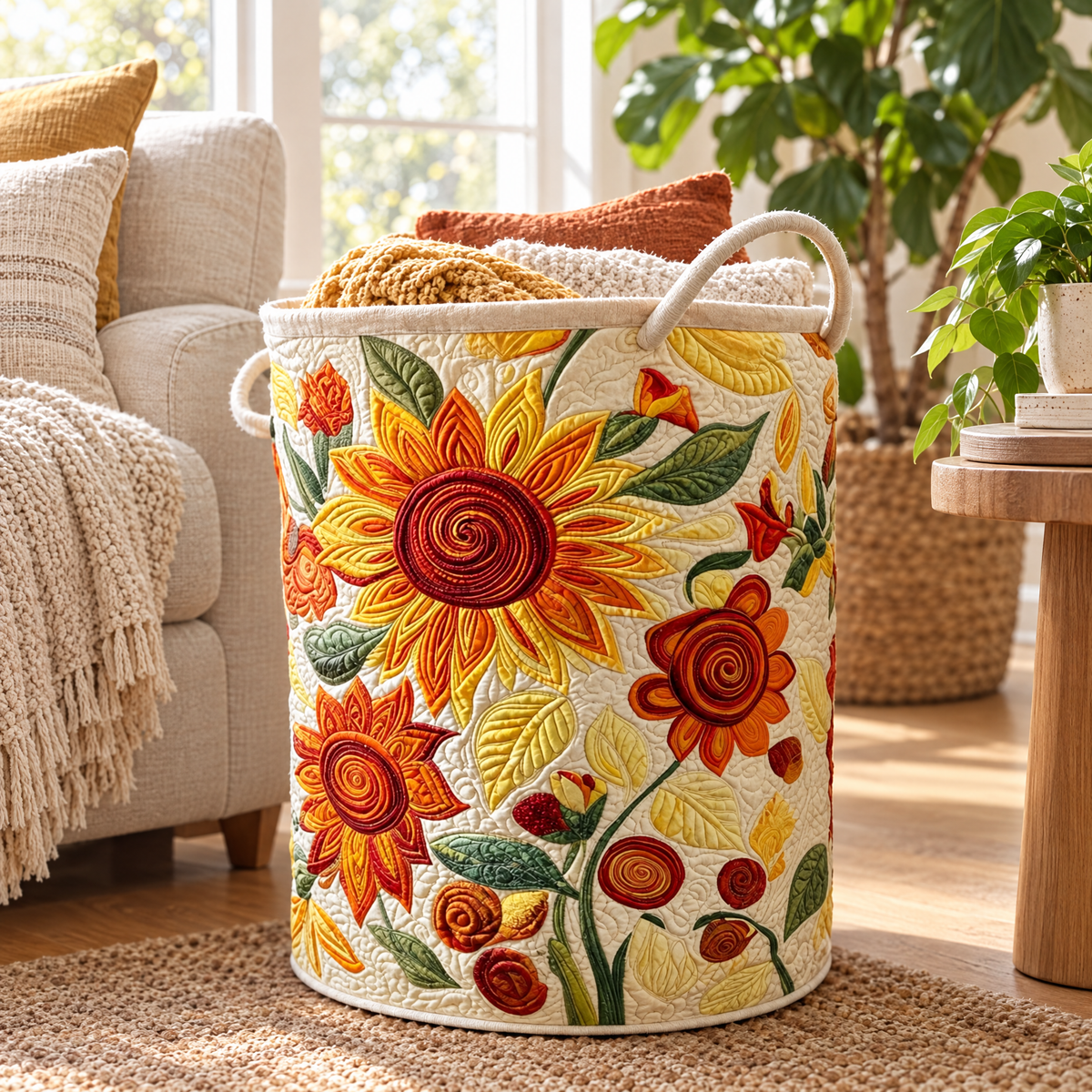 Sun Cushions quilted laundry basket