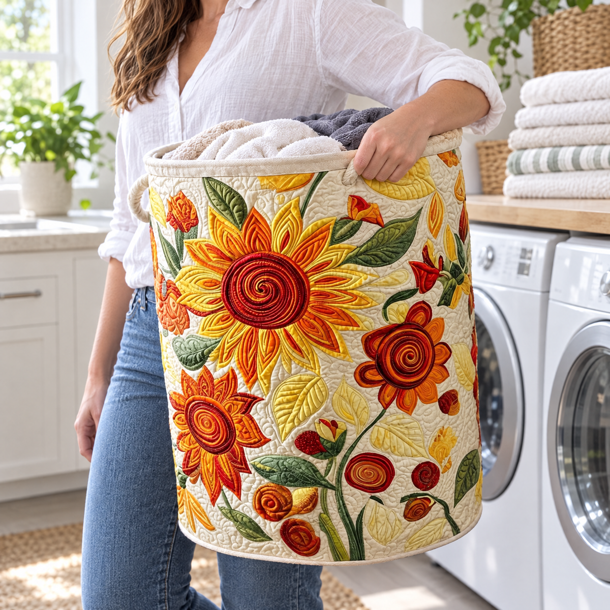 Sun Cushions quilted laundry basket