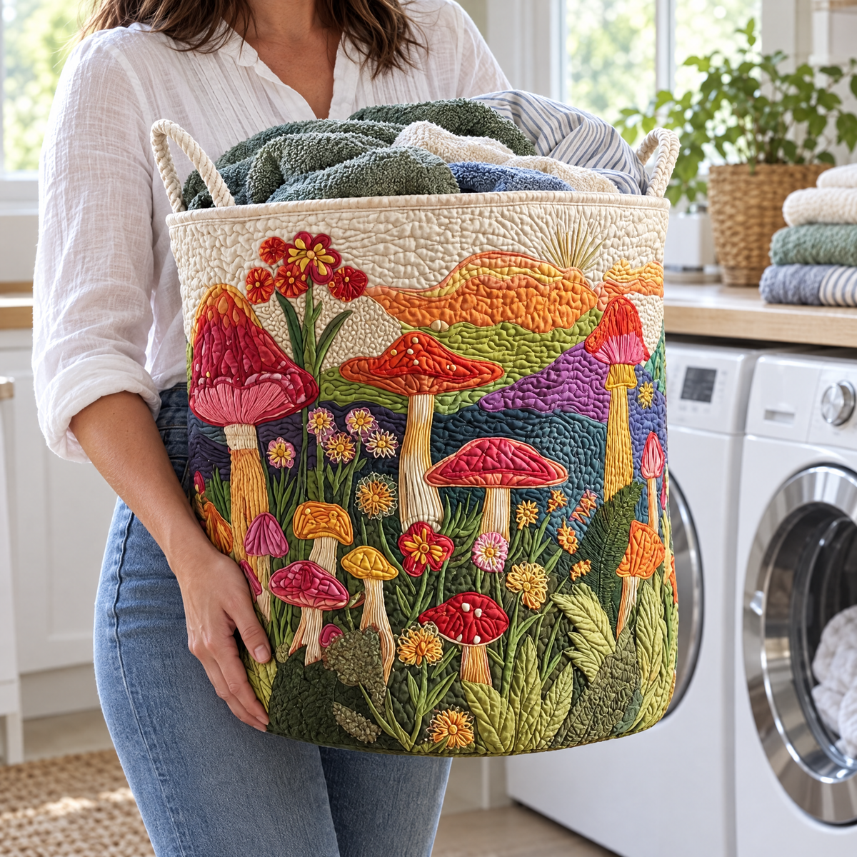 Garden at Dawn quilted laundry basket