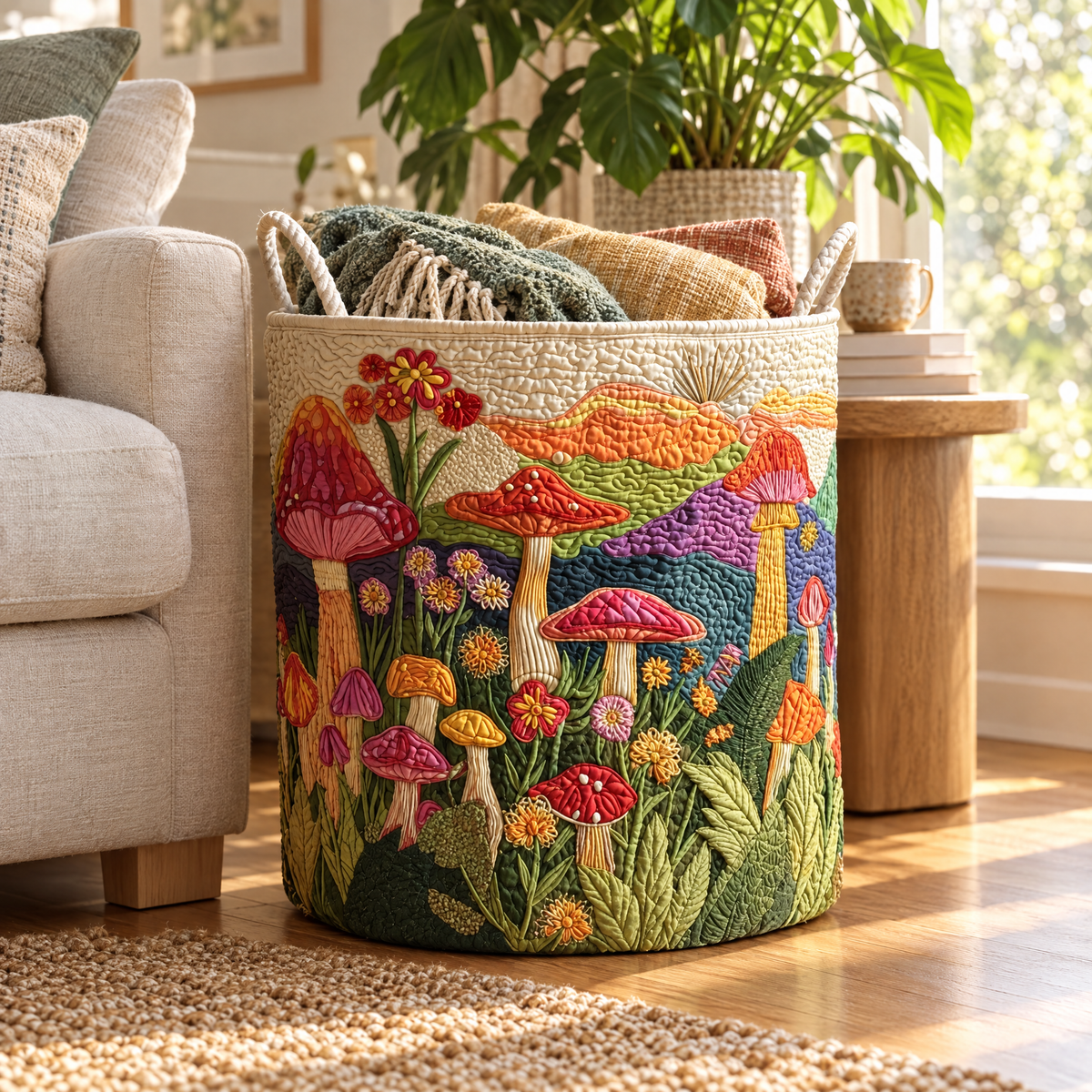 Garden at Dawn quilted laundry basket