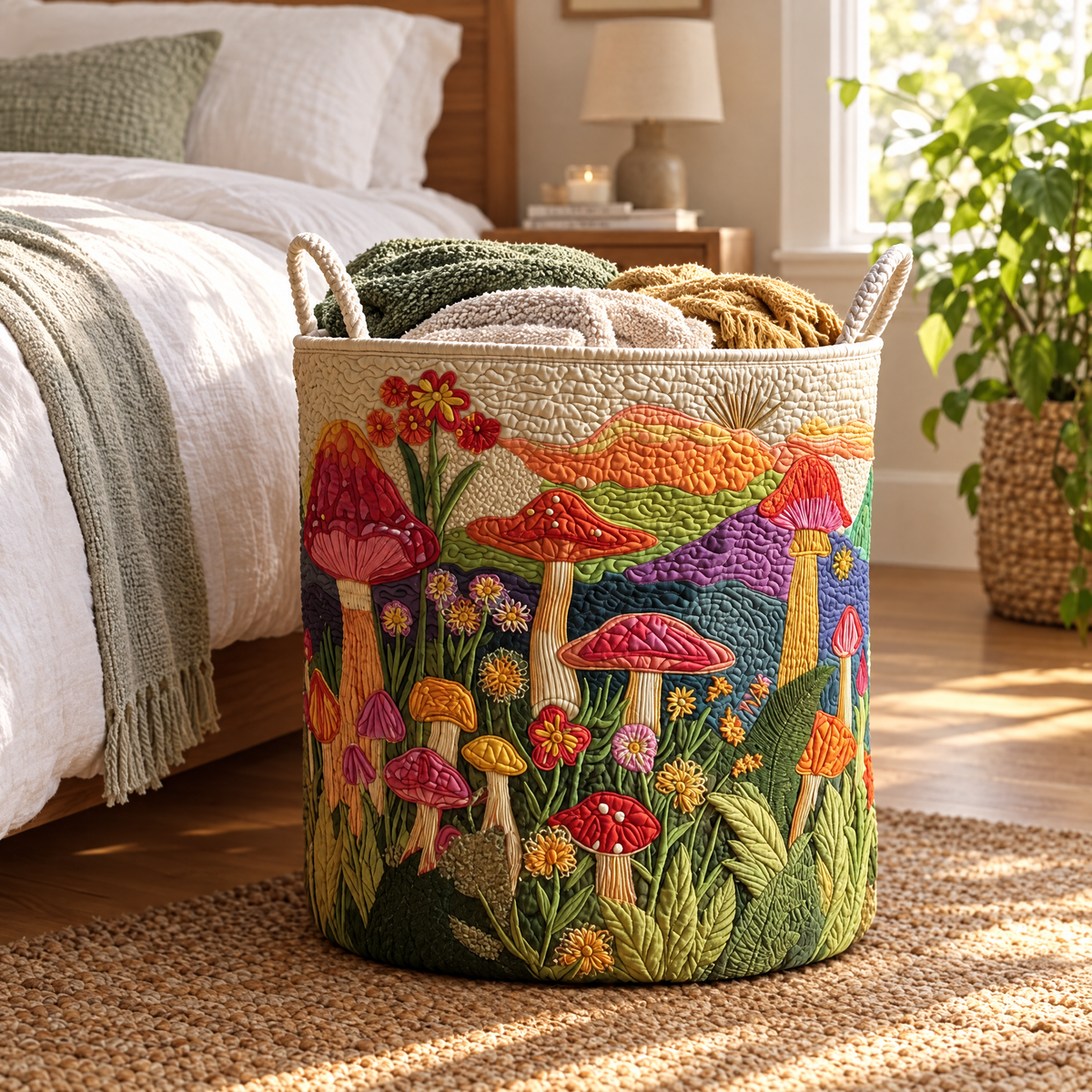 Garden at Dawn quilted laundry basket