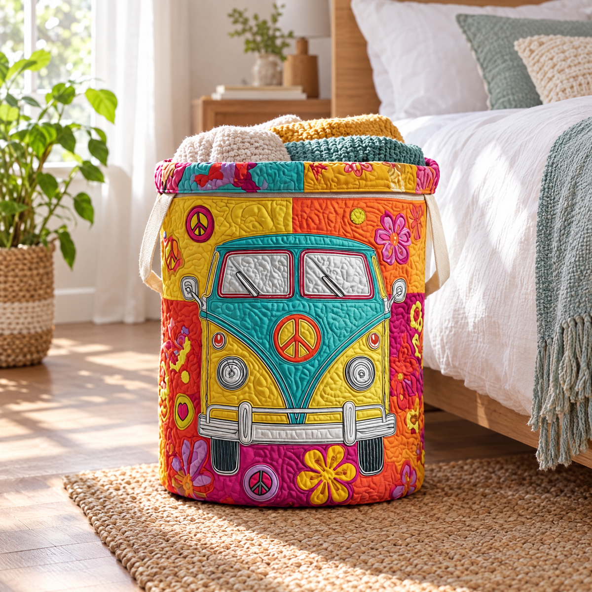 Hippie Style quilted laundry basket
