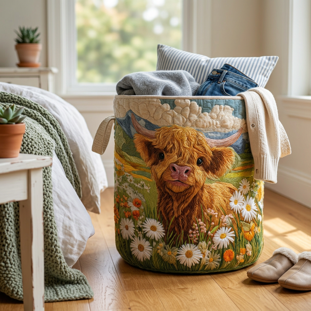 Blooming Highlands quilted laundry basket