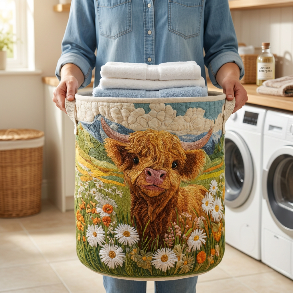Blooming Highlands quilted laundry basket
